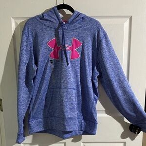 Under Armour Heathered Blue Hoodie with Pink Emblem